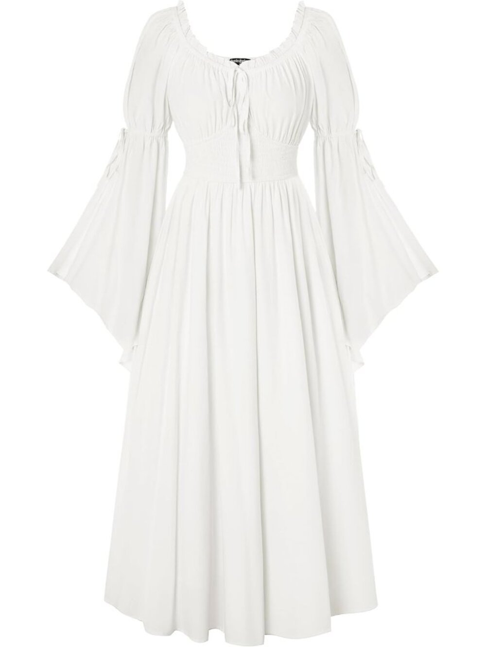 Women's White Long Bell Sleeve Medieval Peasant Imported Costumes Dress